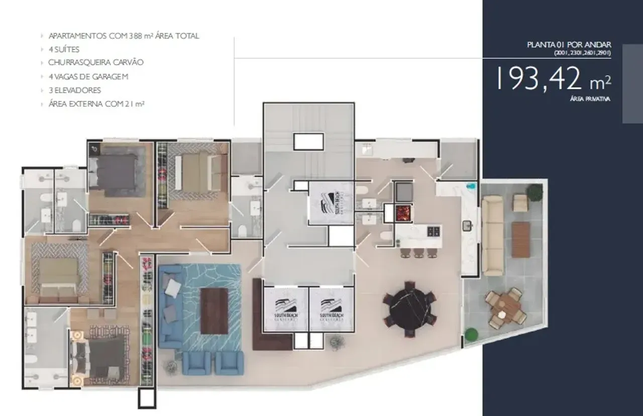 Apartamento no South Beach Residence com 4 suítes em Balneário Camboriú — foto 10