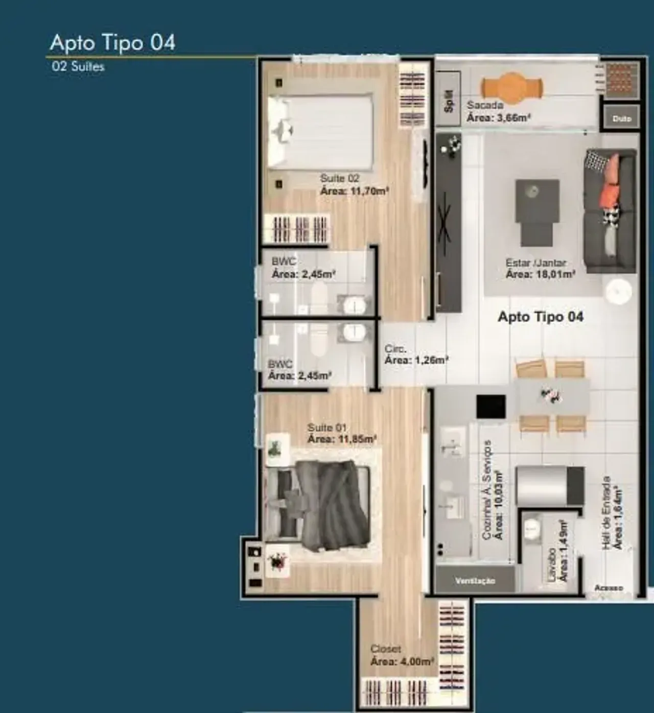 Apartamento com 2 suítes e 2 vagas de garagem no Centro em Balneário Camboriú — foto 2