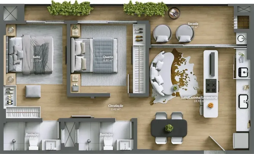 Apartamento na planta com 2 dormitórios sendo 1 suíte e 1 vaga de garagem na Praia Brava — foto 14