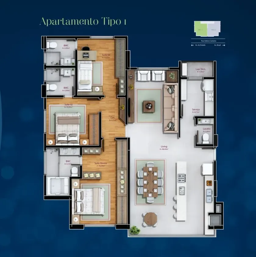 Apartamento mobiliado com 3 suítes e 3 vagas de garagem na Barra Norte em Balneário Camboriú — foto 2