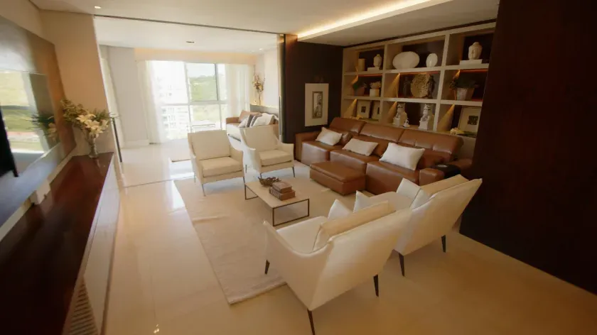 Apartamento mobiliado com 4 suítes e 3 vagas de garagem na Praia Brava em Itajaí/SC